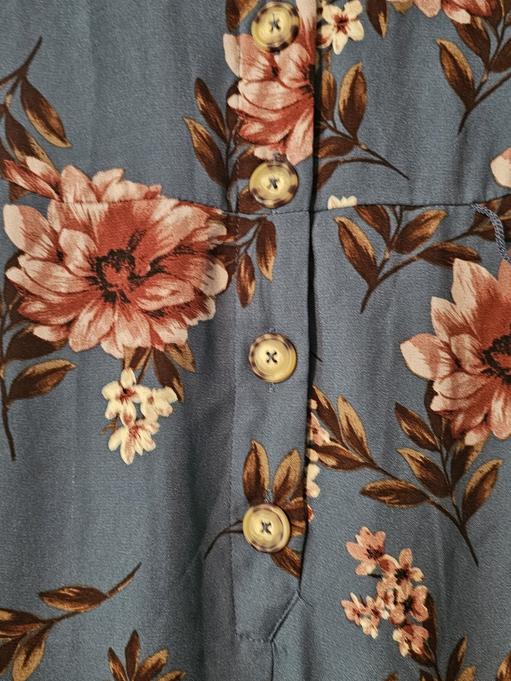 Blue Floral Button-Front Romper - Picture 2 of 5